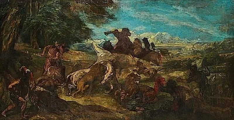 Caccia al leone in Mesopotamia - attribuito